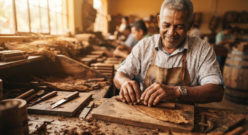 Master torcedor rolling long-filler cigars for Puros International in Danlí Honduras