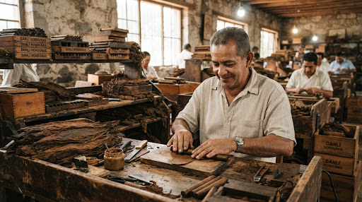 Authentic torcedor working in Danlí Honduras cigar factory for Puros International
